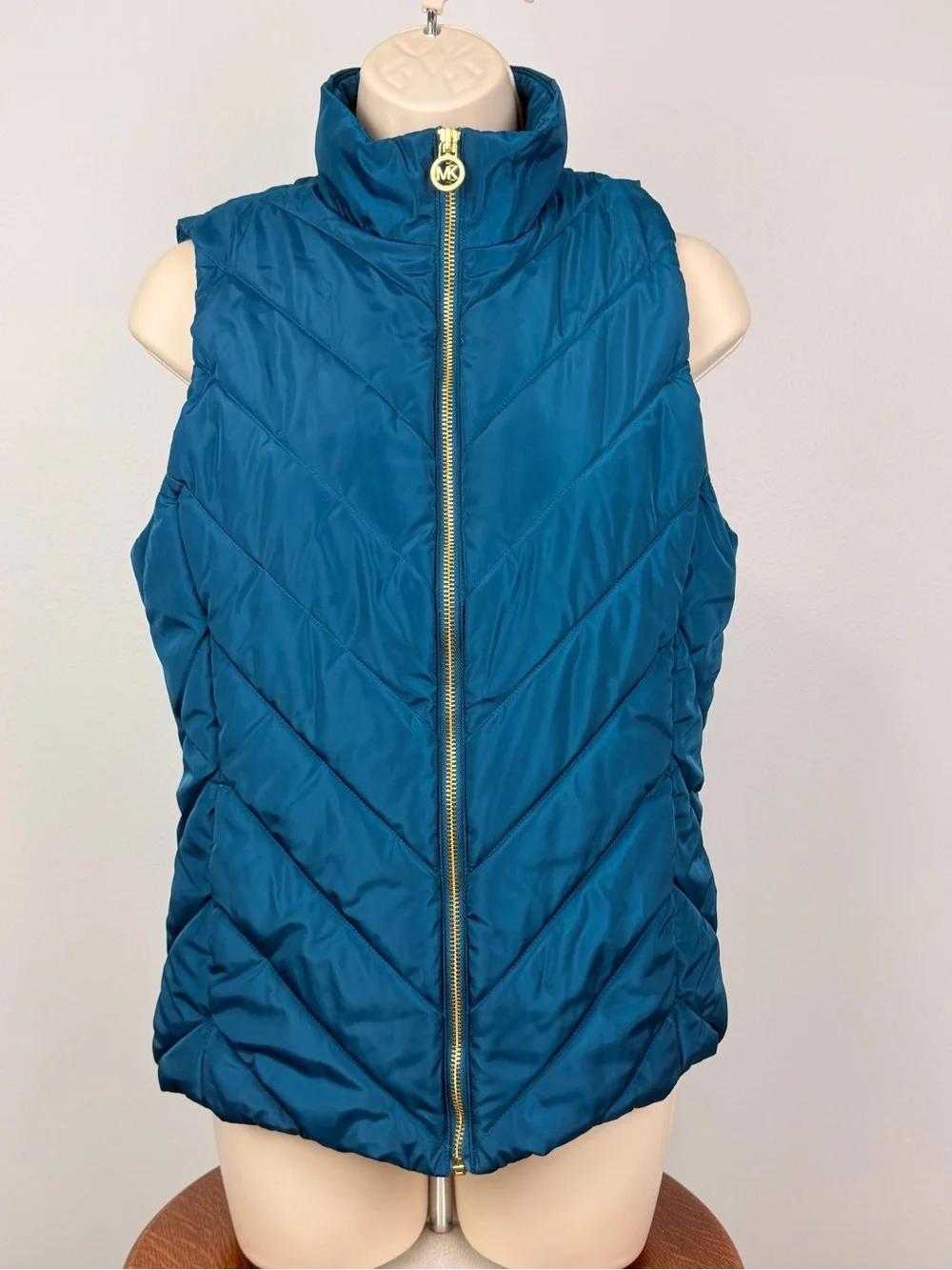 MICHAEL Michael Kors Teal Blue Quilted Puffer Vest – Size Small
